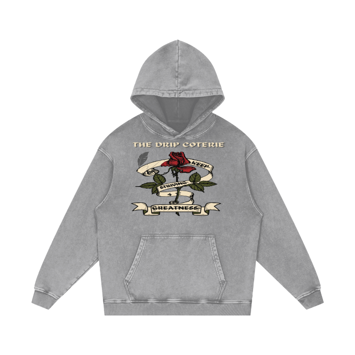 Scripted Rose Acid Wash Oversize Hoodie