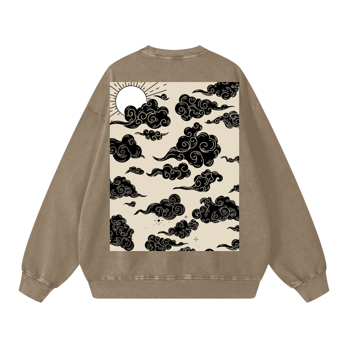 Scripted Rose Acid Wash Oversize Sweatshirt