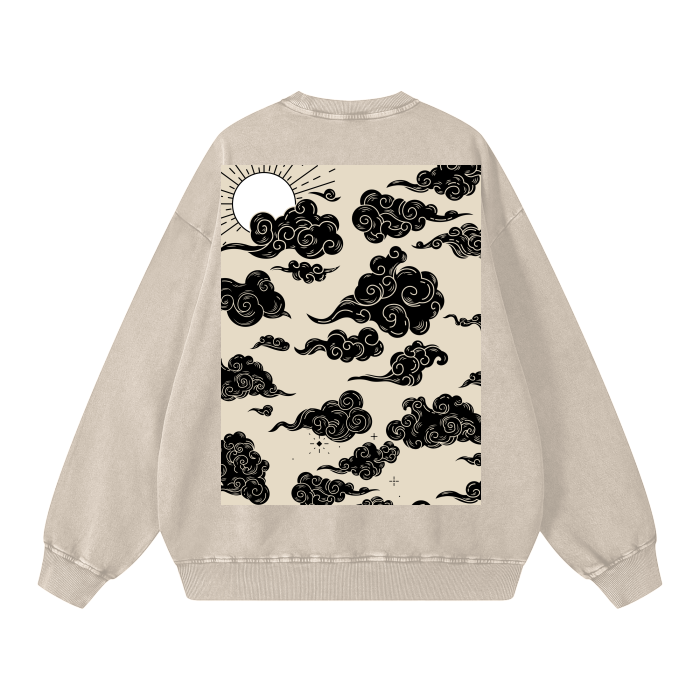 Scripted Rose Acid Wash Oversize Sweatshirt