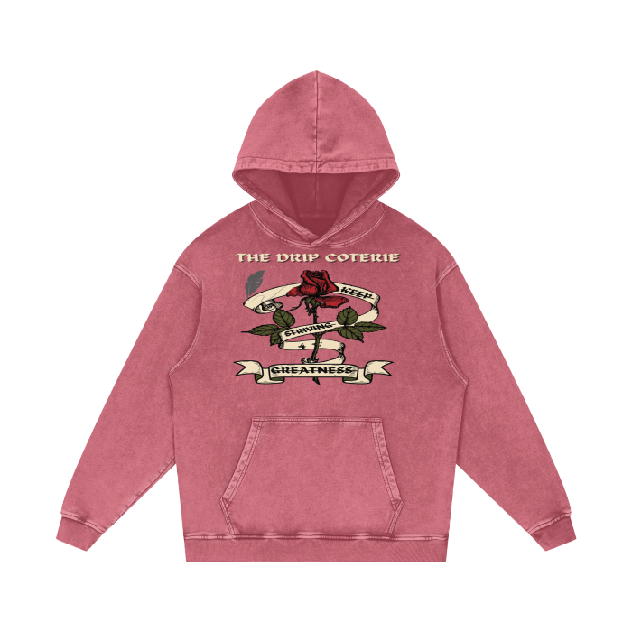 Scripted Rose Acid Wash Oversize Hoodie