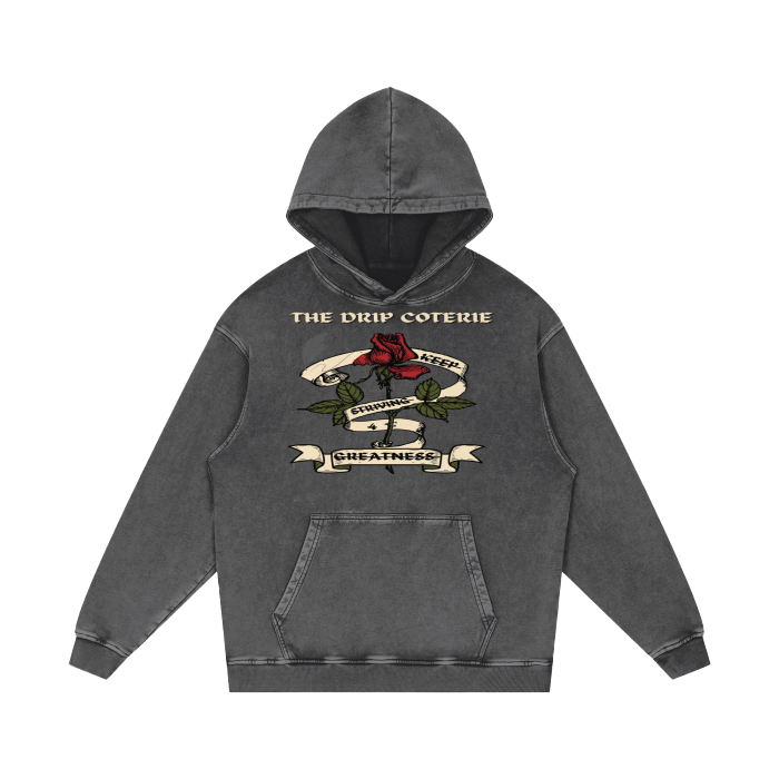 Scripted Rose Acid Wash Oversize Hoodie