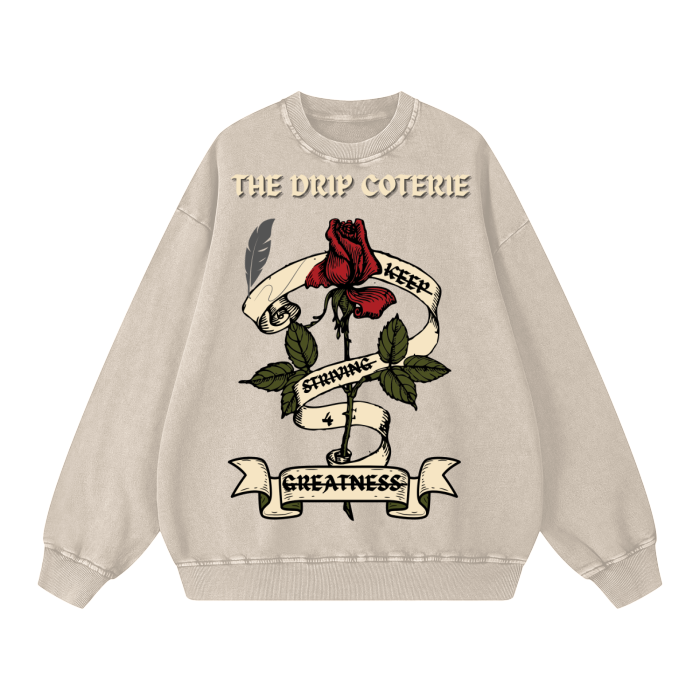 Scripted Rose Acid Wash Oversize Sweatshirt