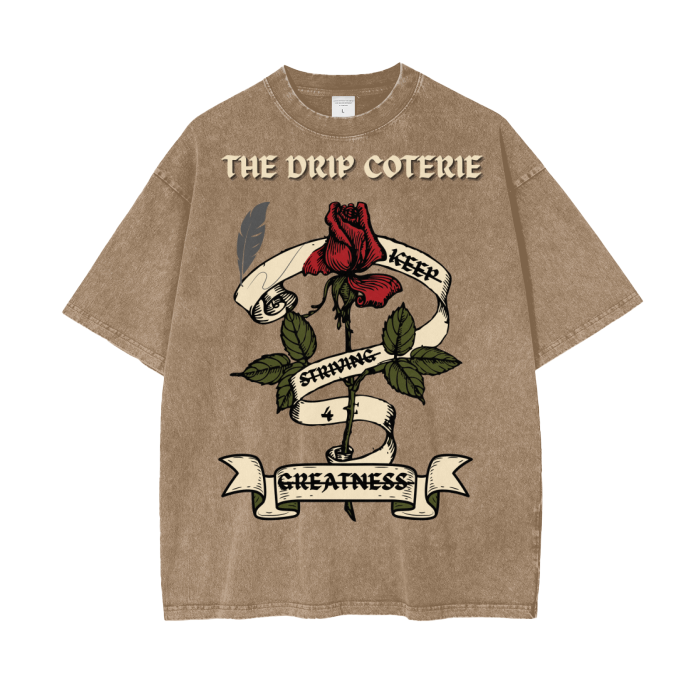 Scripted Rose Acid Wash Oversize T-Shirt