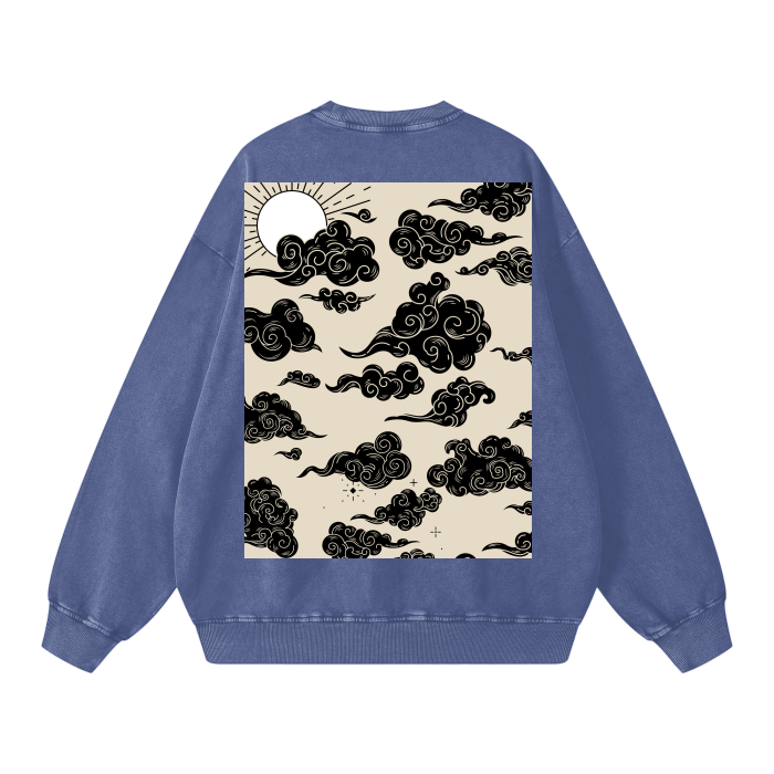 Scripted Rose Acid Wash Oversize Sweatshirt