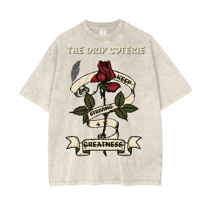 Scripted Rose Acid Wash Oversize T-Shirt