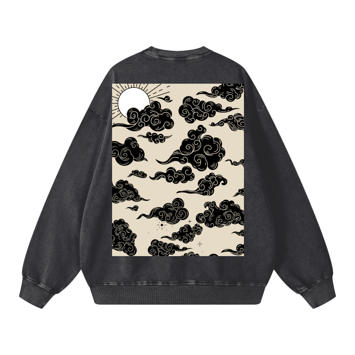 Scripted Rose Acid Wash Oversize Sweatshirt