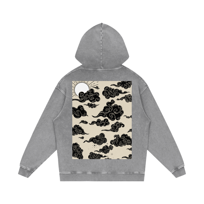 Scripted Rose Acid Wash Oversize Hoodie