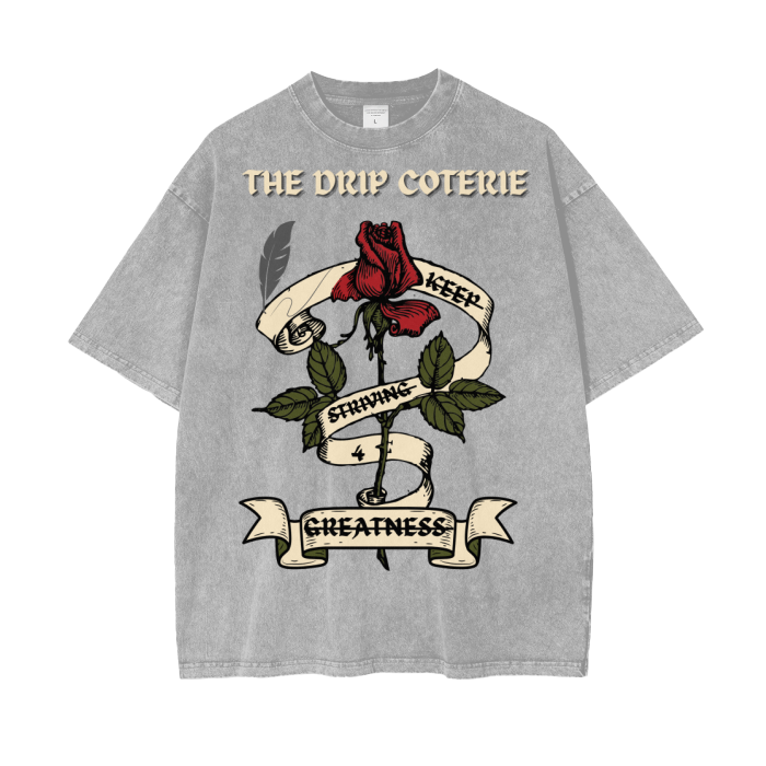 Scripted Rose Acid Wash Oversize T-Shirt